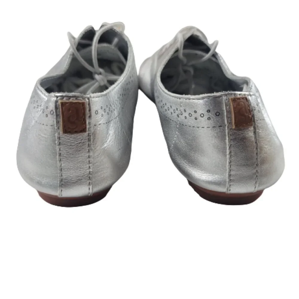Anothersole Metallic Oxford Shoes Womens EU 40 US 9 Silver Lace Up Flats - Picture 7 of 12